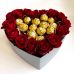 Розы с конфетами в коробке "Сердце для неё"