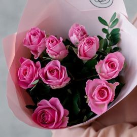 Букет 9 розовых роз