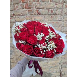 Букет з троянд та гіпсофіл "Ерато" Букет з троянд та гіпсофіл "Ерато"